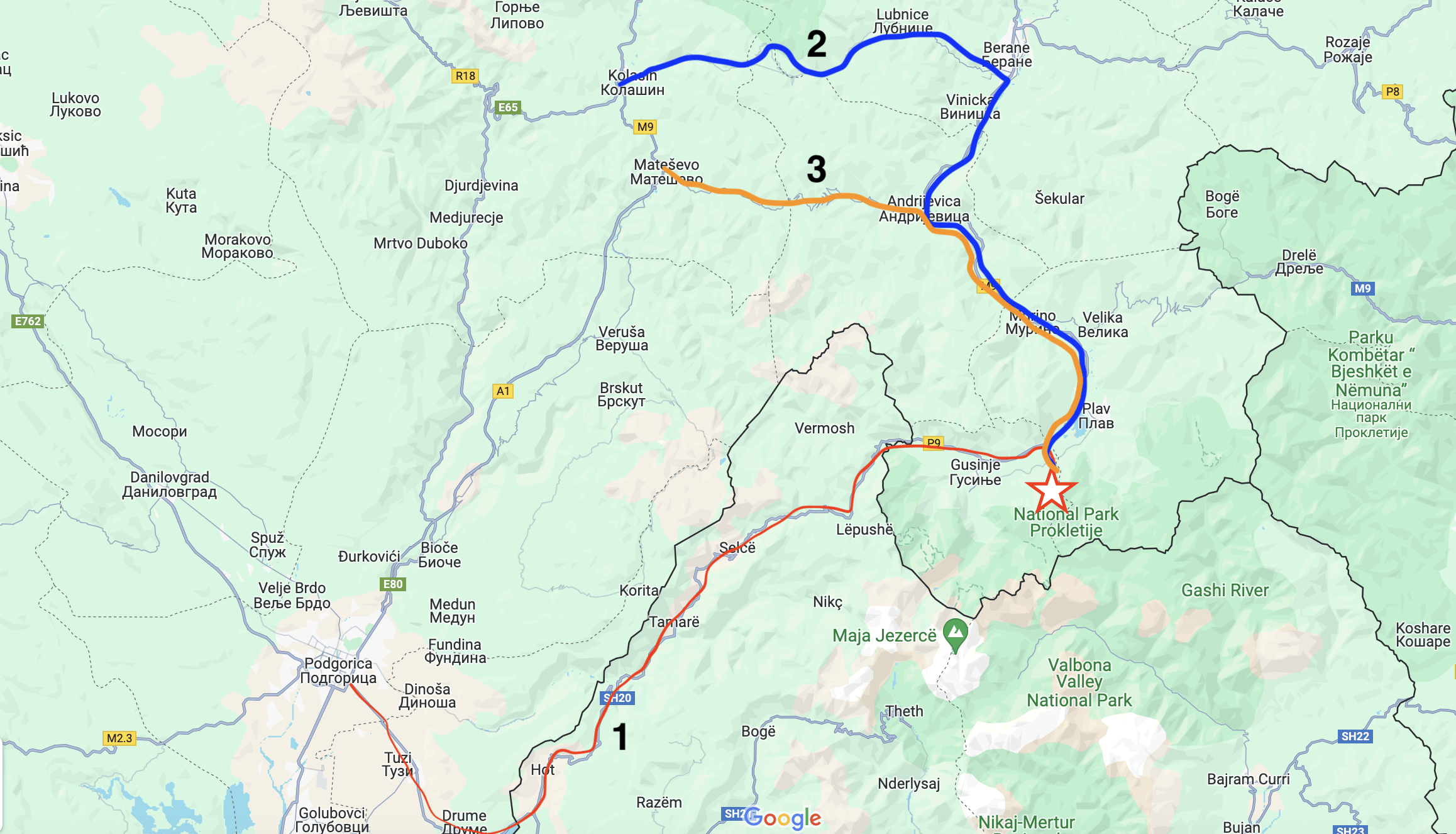 Prokletije Map SH 20 Motorcycle 