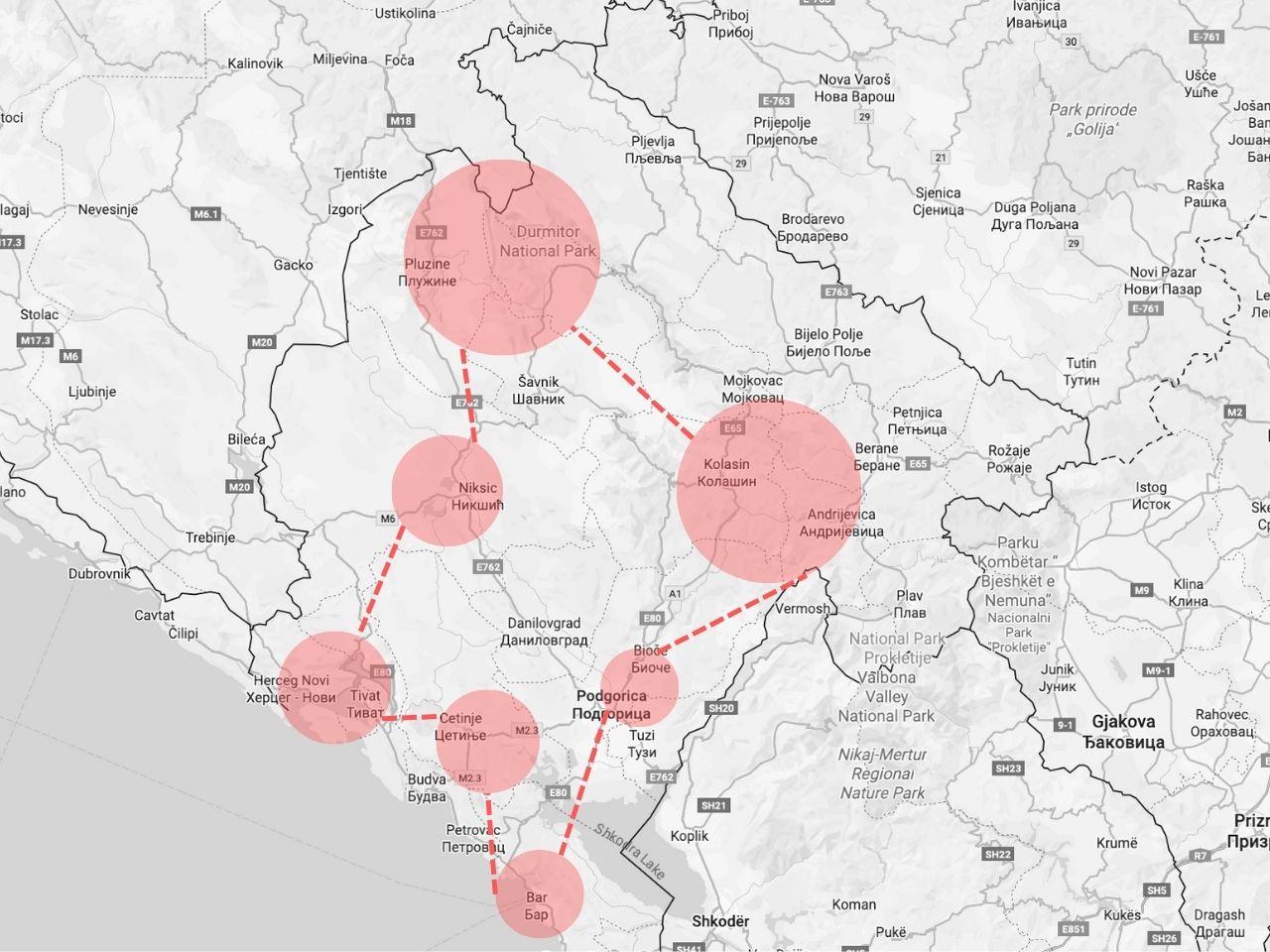 Montenegro 360 Tour Map